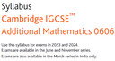 Ahsan Habib : Grade 8 - Cambridge IGCSE Mathematics - Additional (0606)